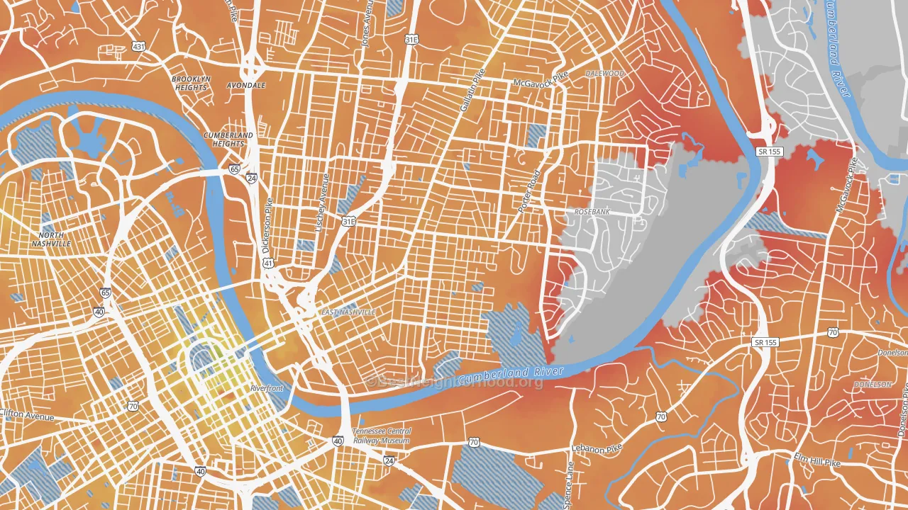 Transit Grade map of 37206, TN