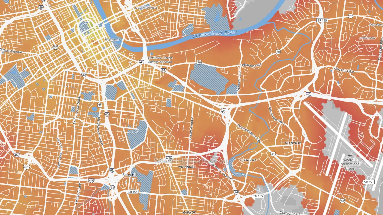 Transit Grade map of 37210, TN