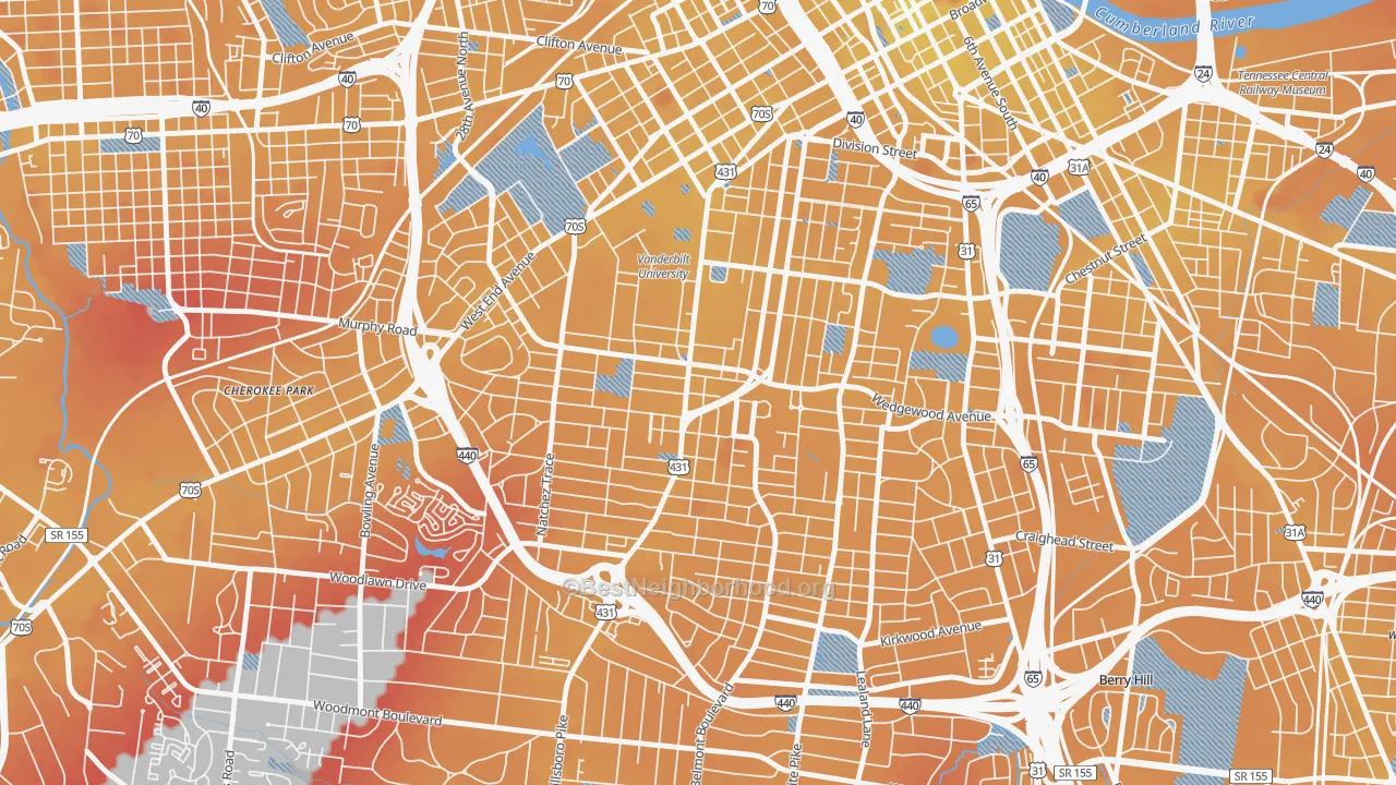 Transit Grade map of 37212, TN