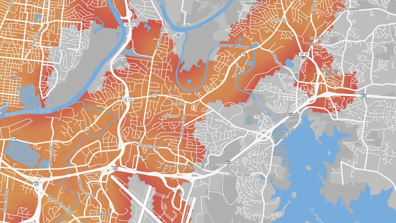Transit Grade map of 37214, TN
