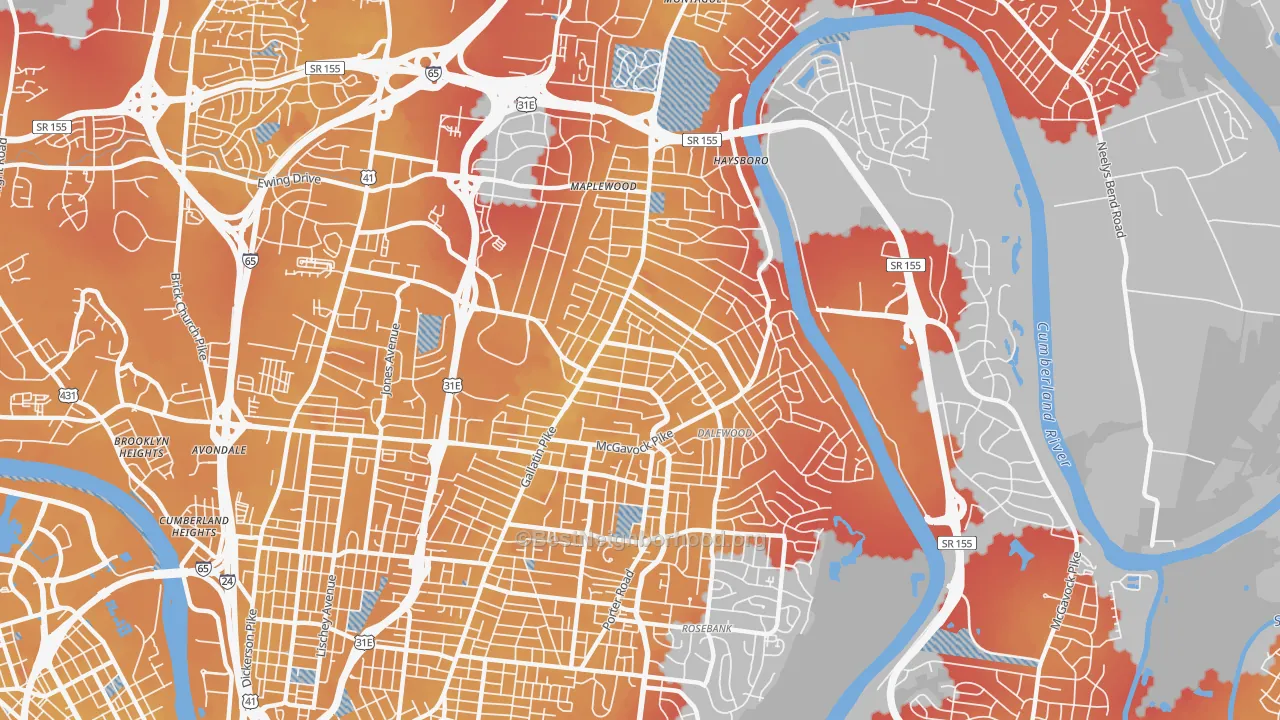 Transit Grade map of 37216, TN