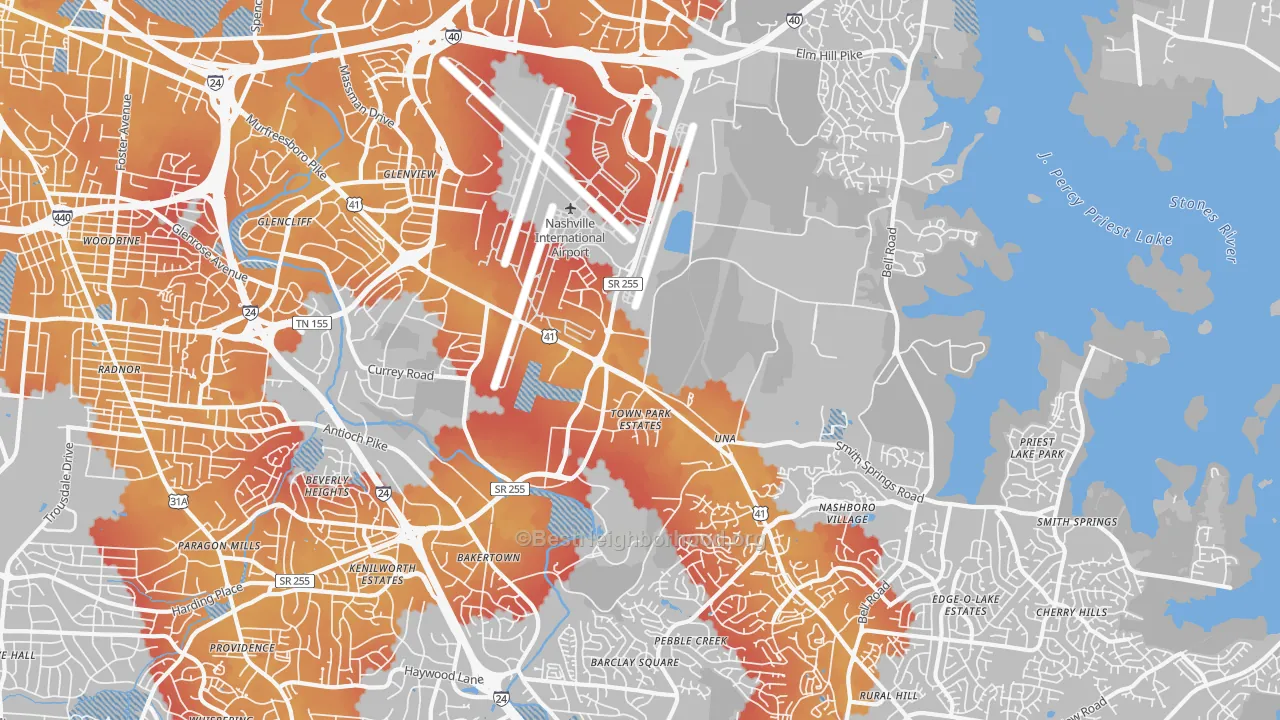 Transit Grade map of 37217, TN