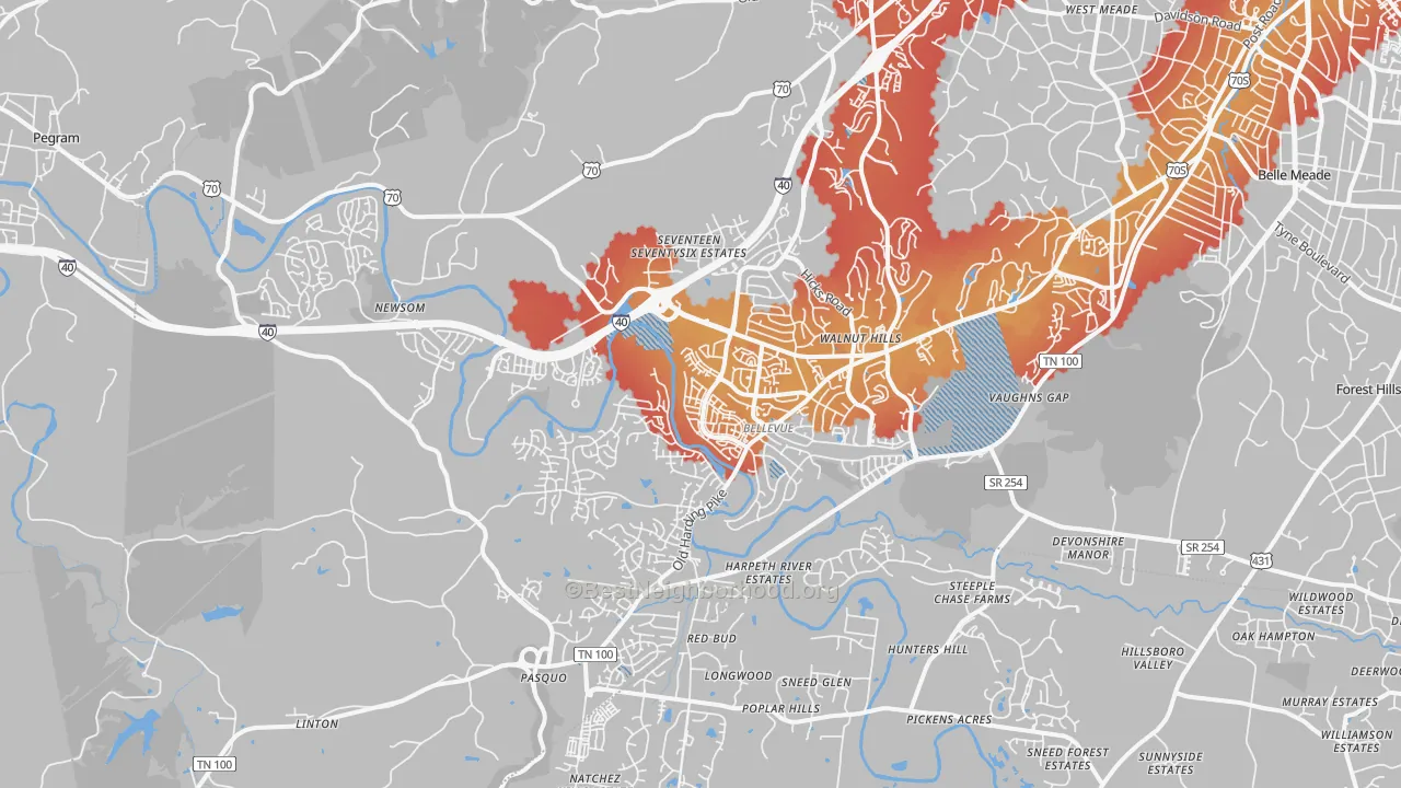 Transit Grade map of 37221, TN