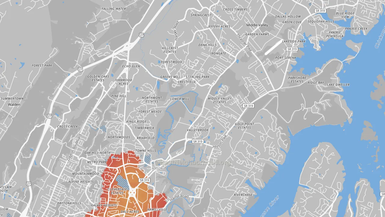 Transit Grade map of 37343, TN