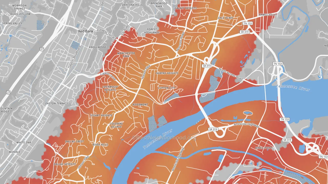 Transit Grade map of 37351, TN