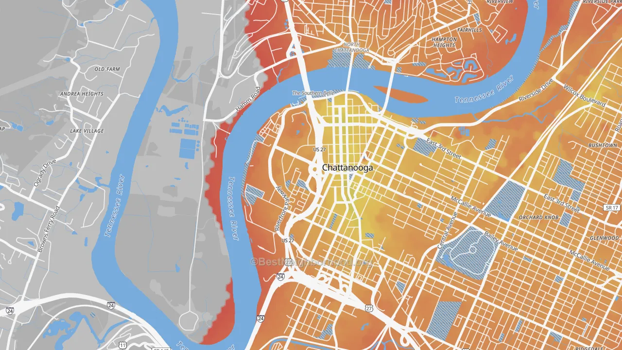 Transit Grade map of 37402, TN