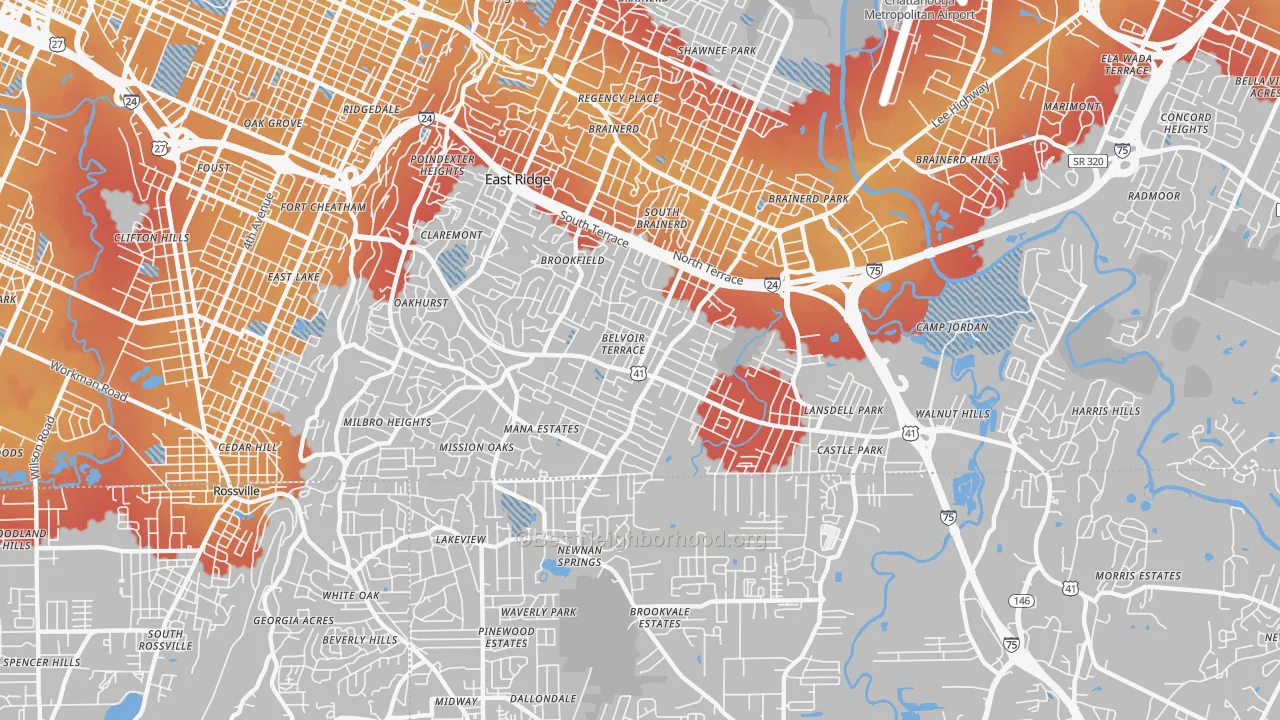 Transit Grade map of 37412, TN