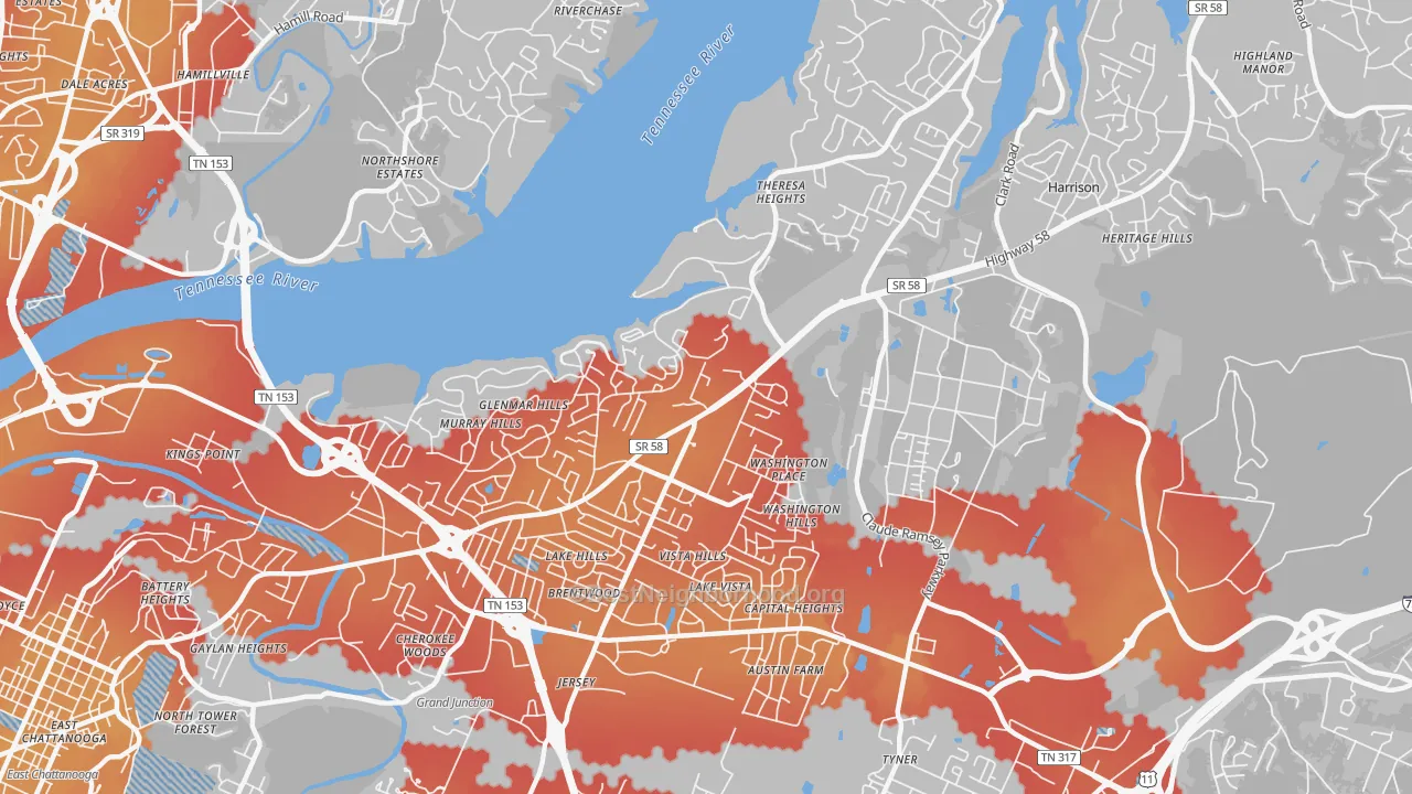 Transit Grade map of 37416, TN