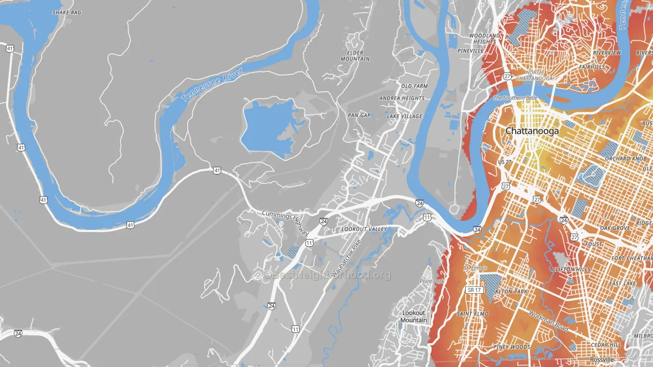 Transit Grade map of 37419, TN