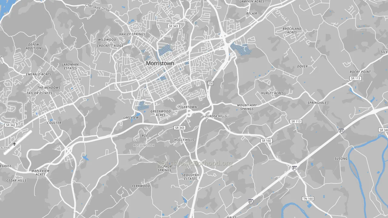 Transit Grade map of 37813, TN
