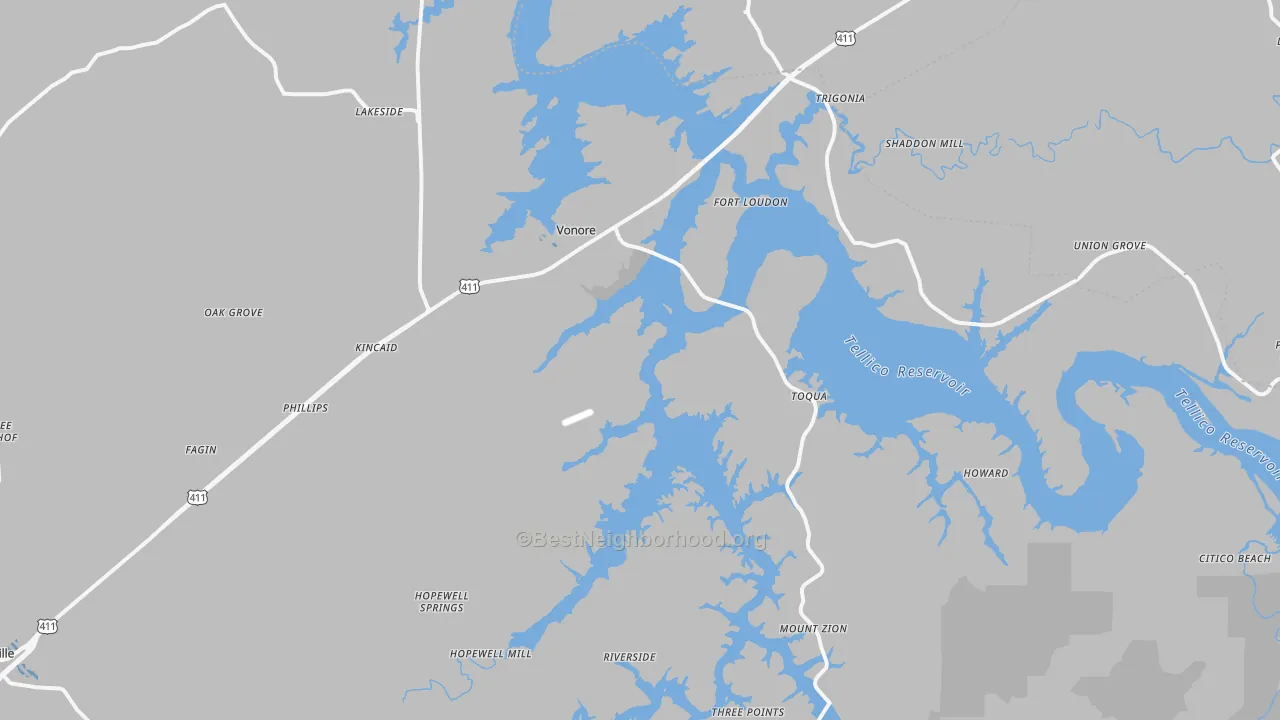 Transit Grade map of 37885, TN