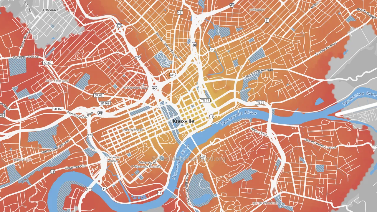 Transit Grade map of 37902, TN