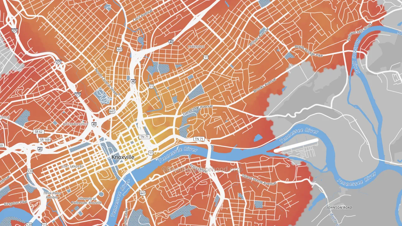 Transit Grade map of 37915, TN