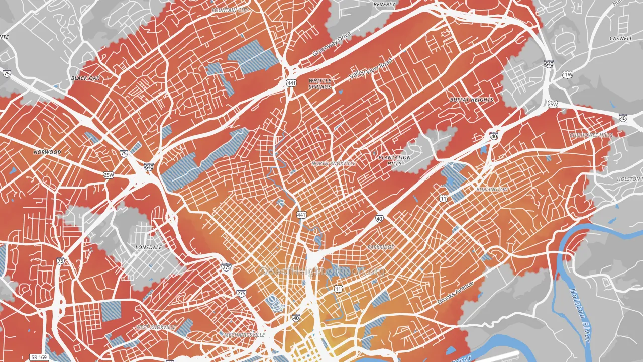 Transit Grade map of 37917, TN