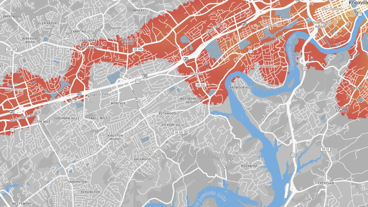 Transit Grade map of 37919, TN