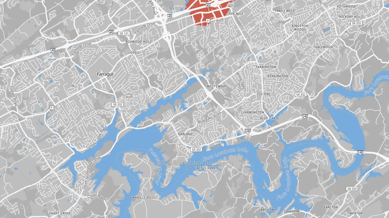 Transit Grade map of 37922, TN
