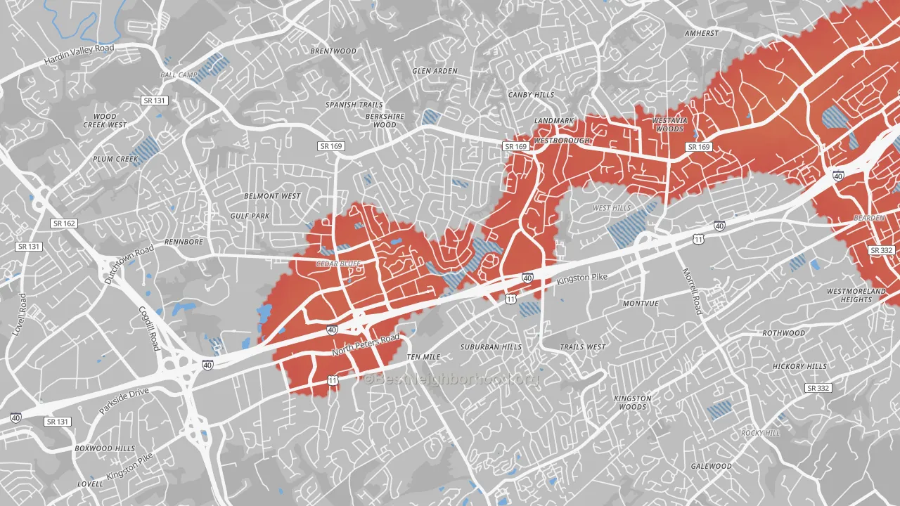 Transit Grade map of 37923, TN