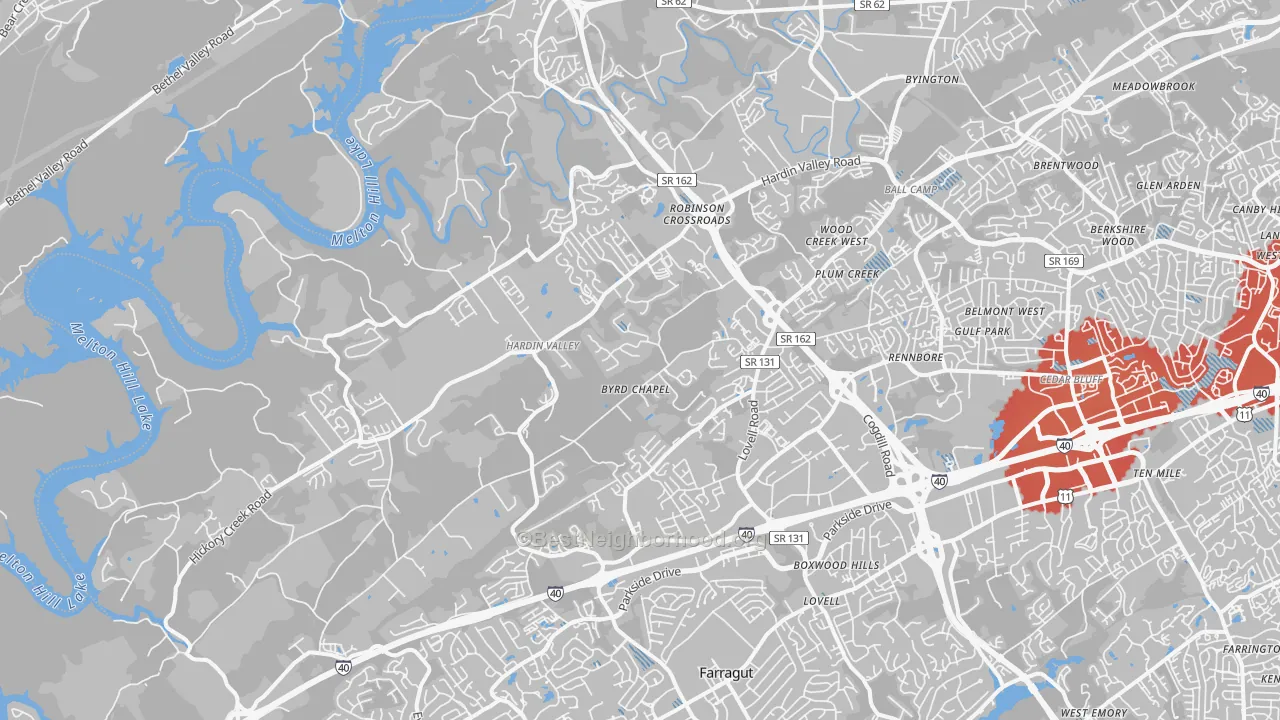 Transit Grade map of 37932, TN