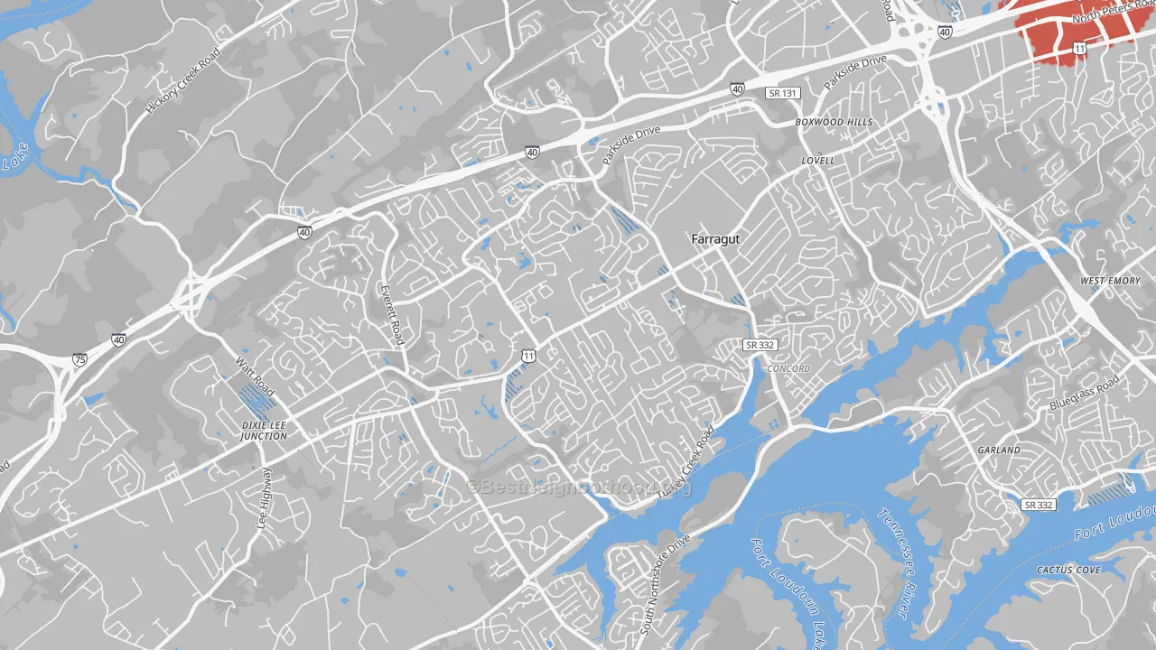 Transit Grade map of 37934, TN
