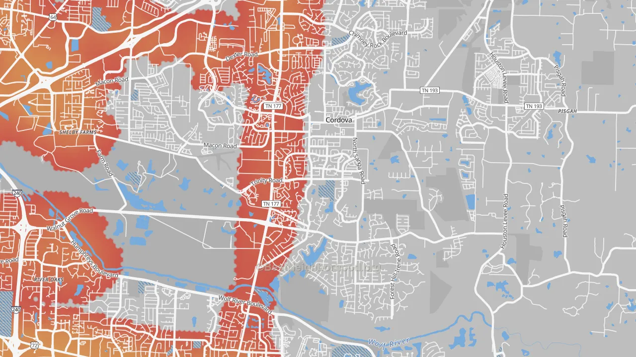 Transit Grade map of 38018, TN