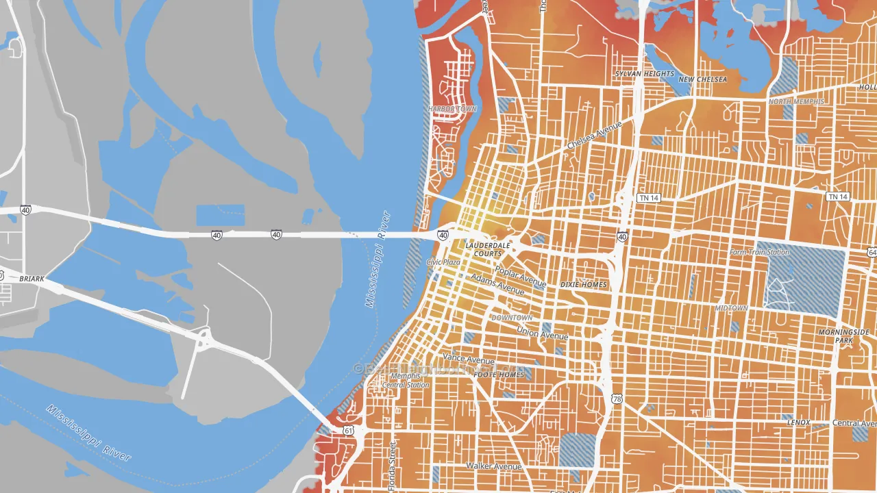 Transit Grade map of 38103, TN