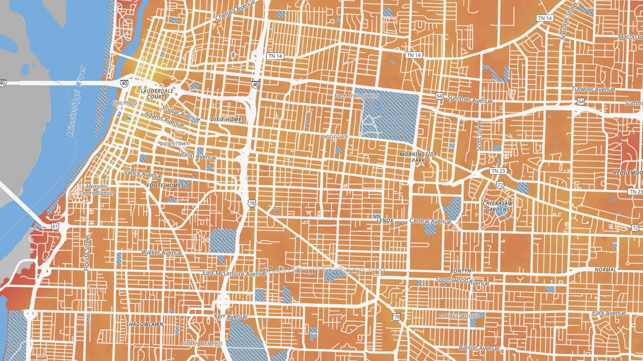 Transit Grade map of 38104, TN