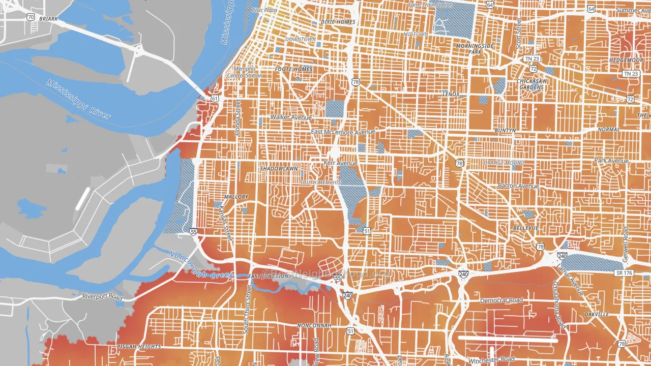 Transit Grade map of 38106, TN