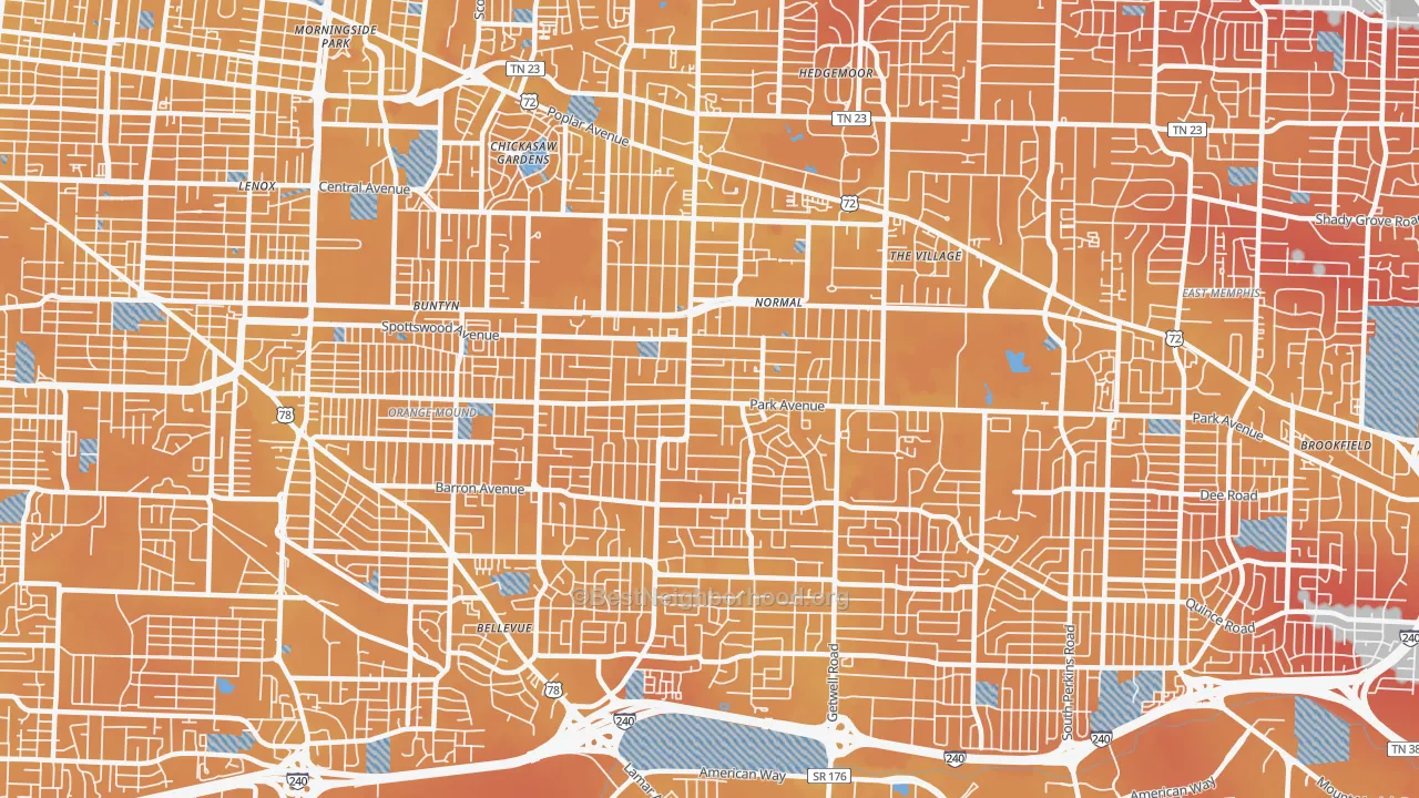 Transit Grade map of 38111, TN
