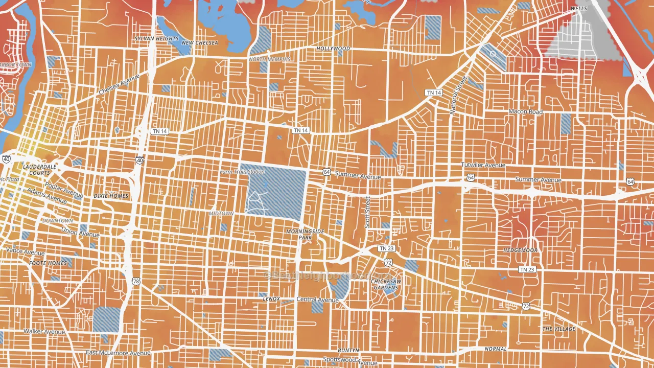 Transit Grade map of 38112, TN