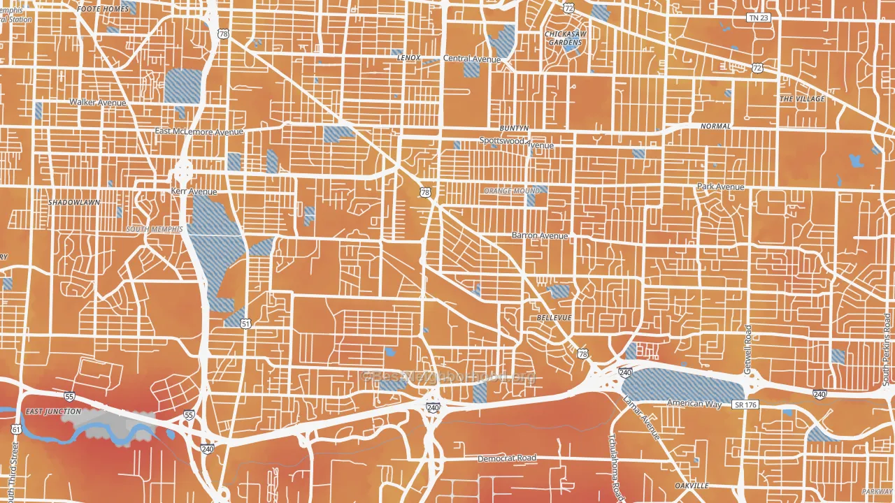 Transit Grade map of 38114, TN