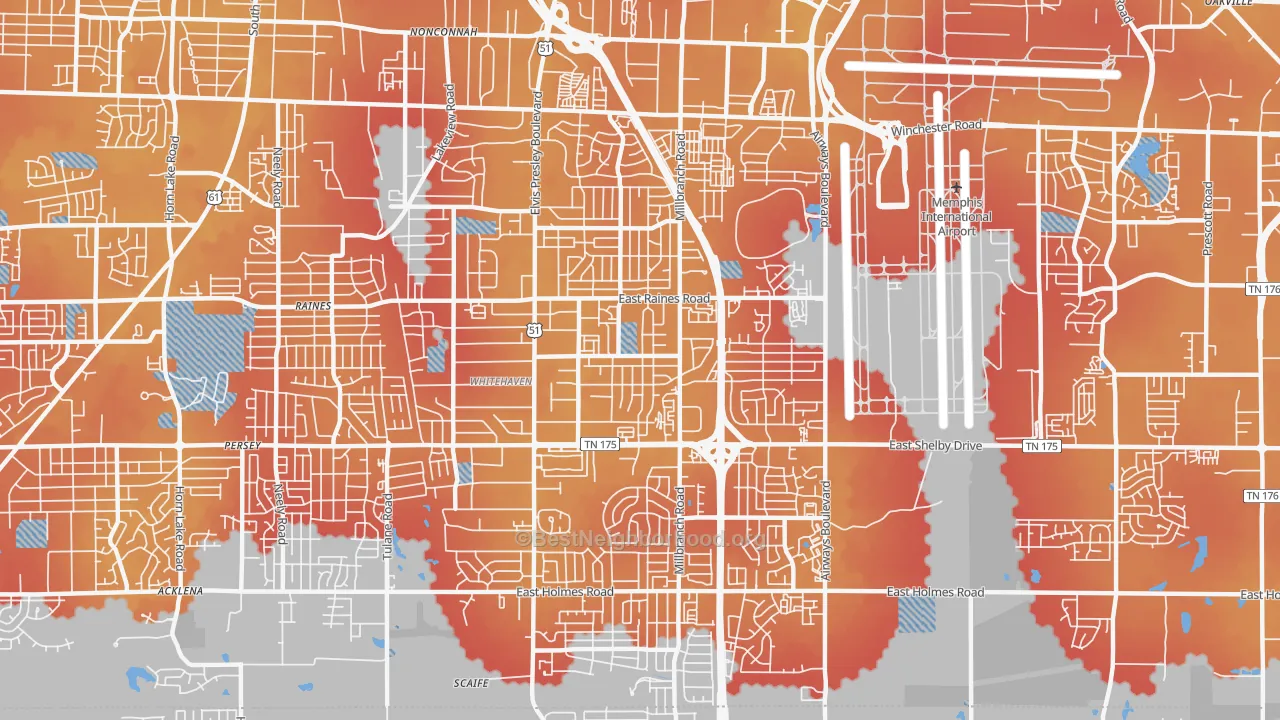 Transit Grade map of 38116, TN