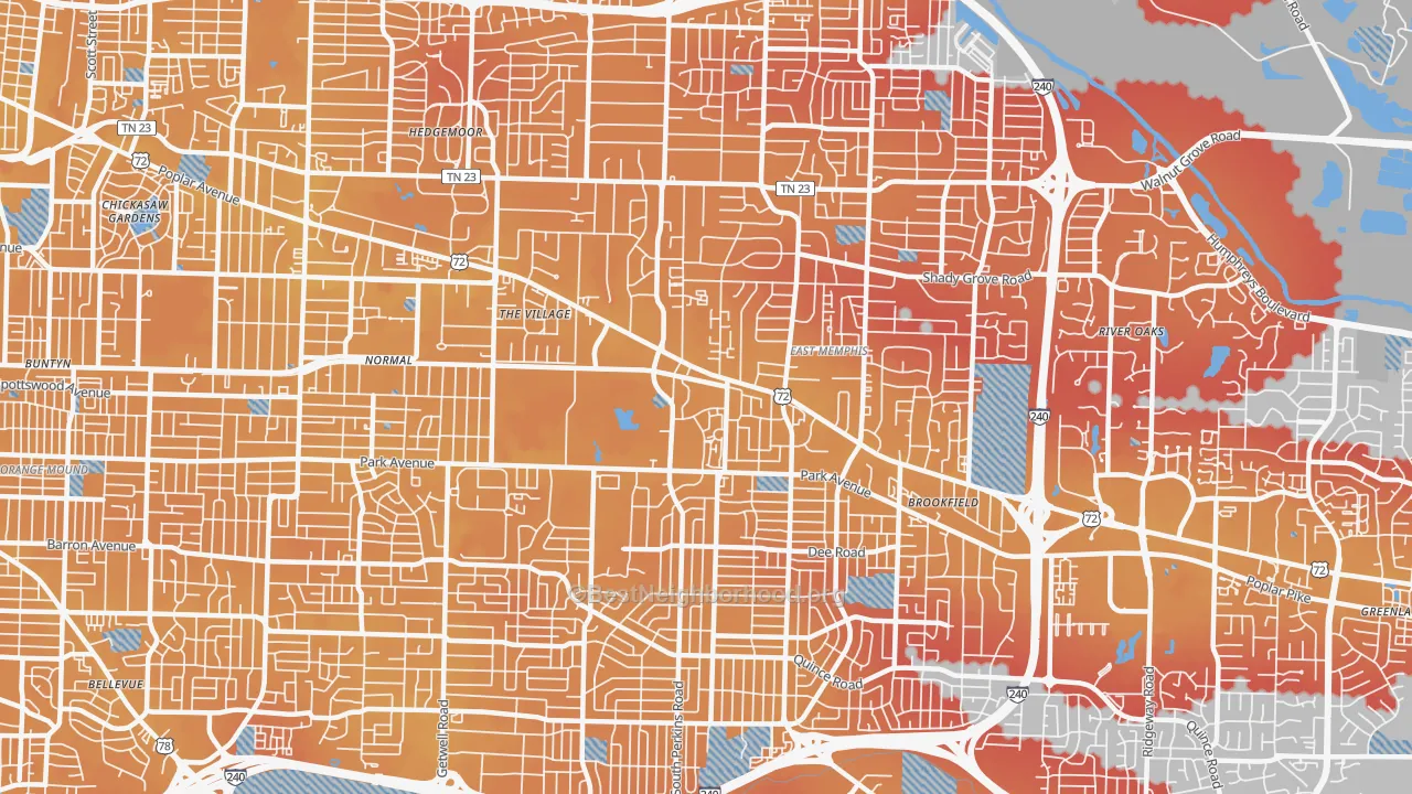 Transit Grade map of 38117, TN