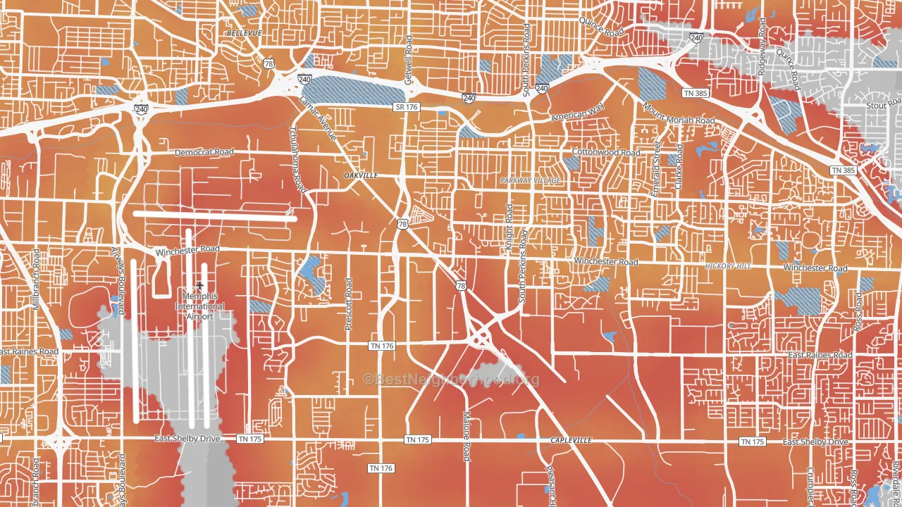 Transit Grade map of 38118, TN