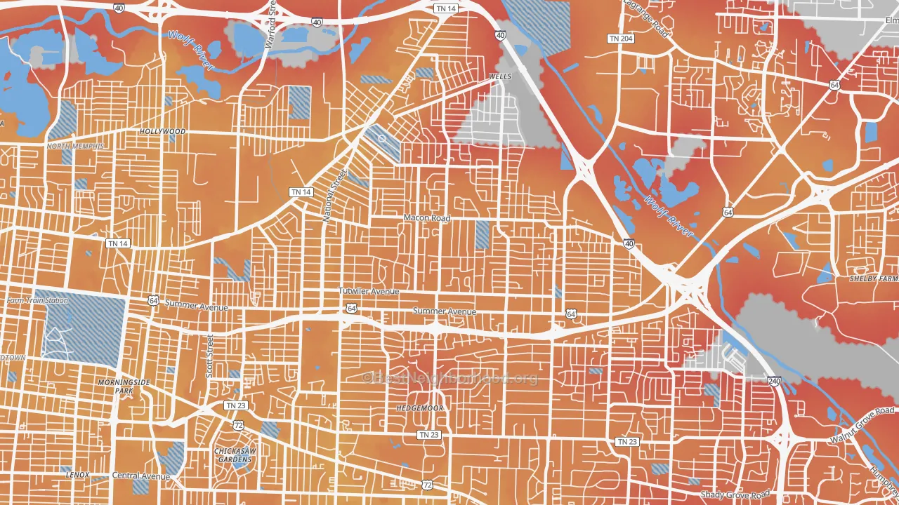 Transit Grade map of 38122, TN