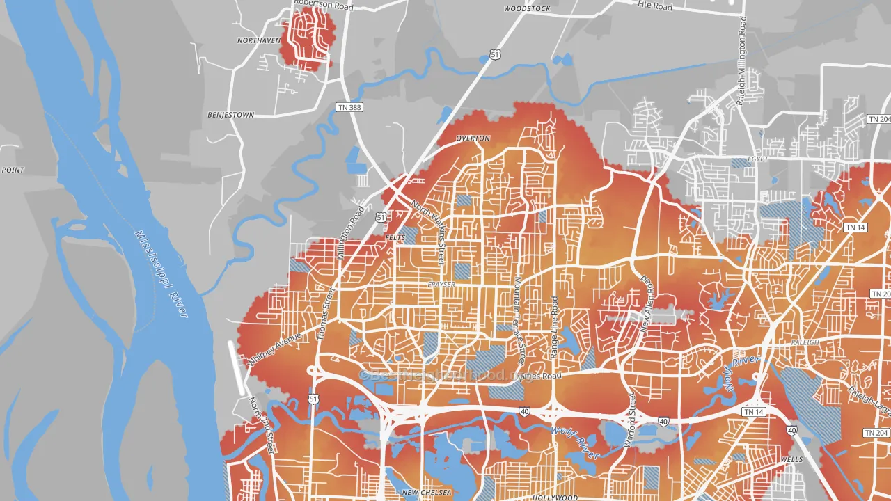 Transit Grade map of 38127, TN