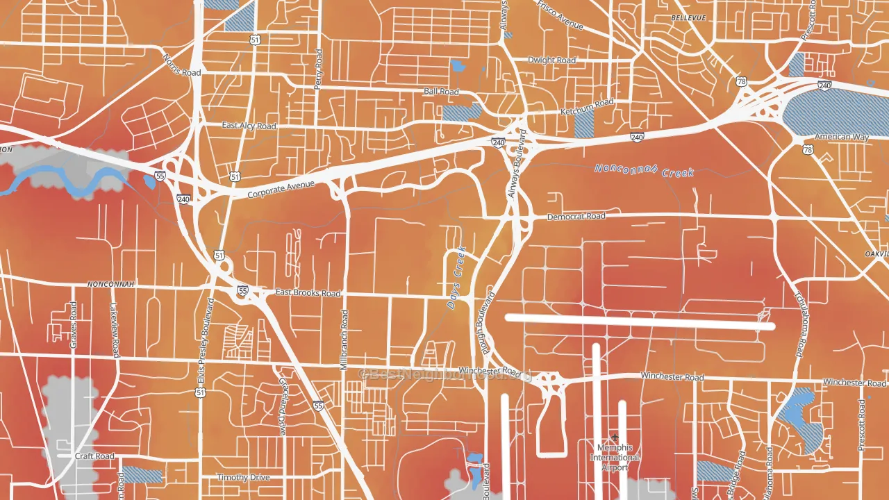 Transit Grade map of 38131, TN