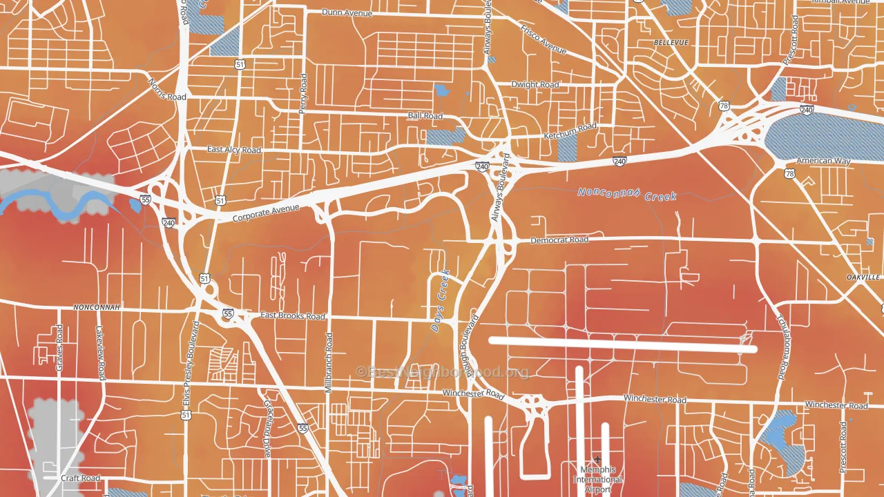 Transit Grade map of 38132, TN
