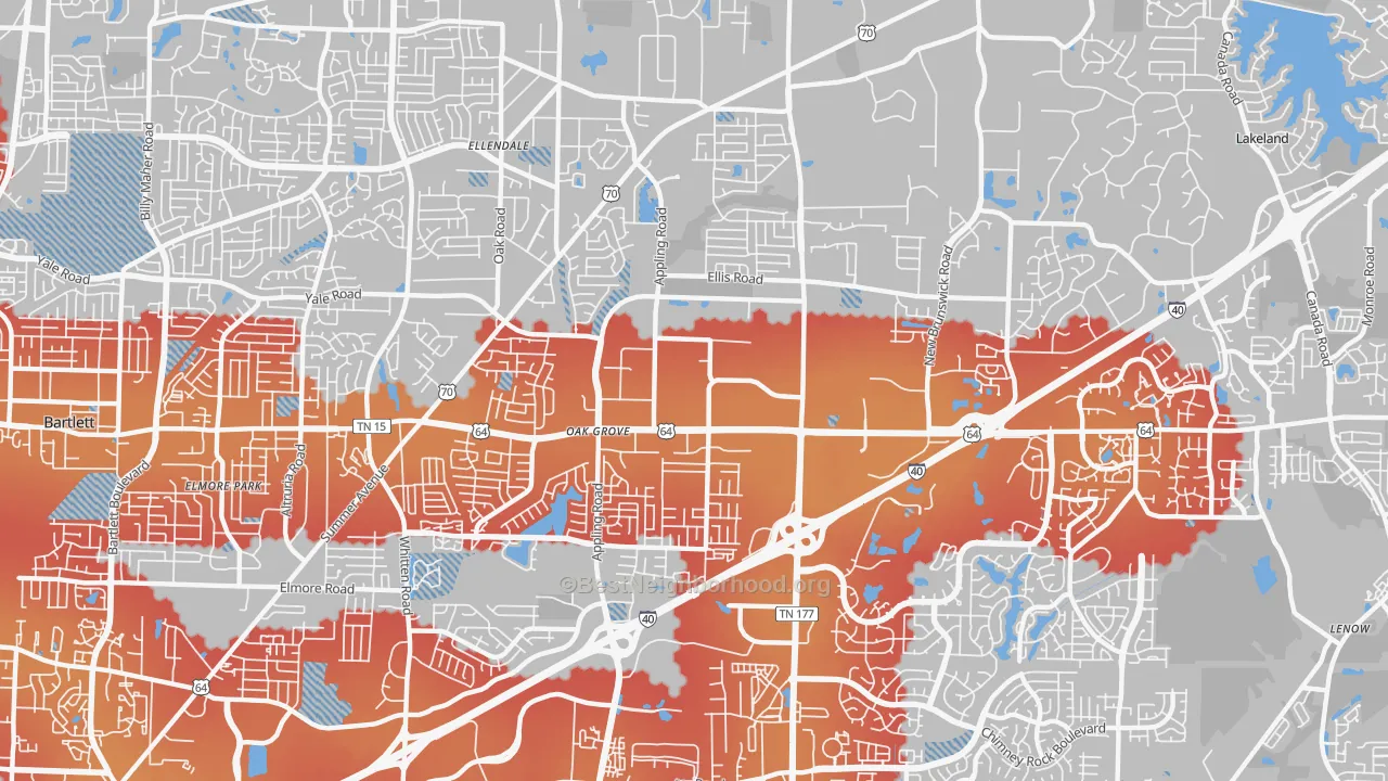 Transit Grade map of 38133, TN