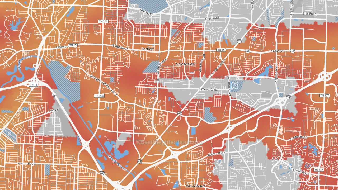 Transit Grade map of 38134, TN
