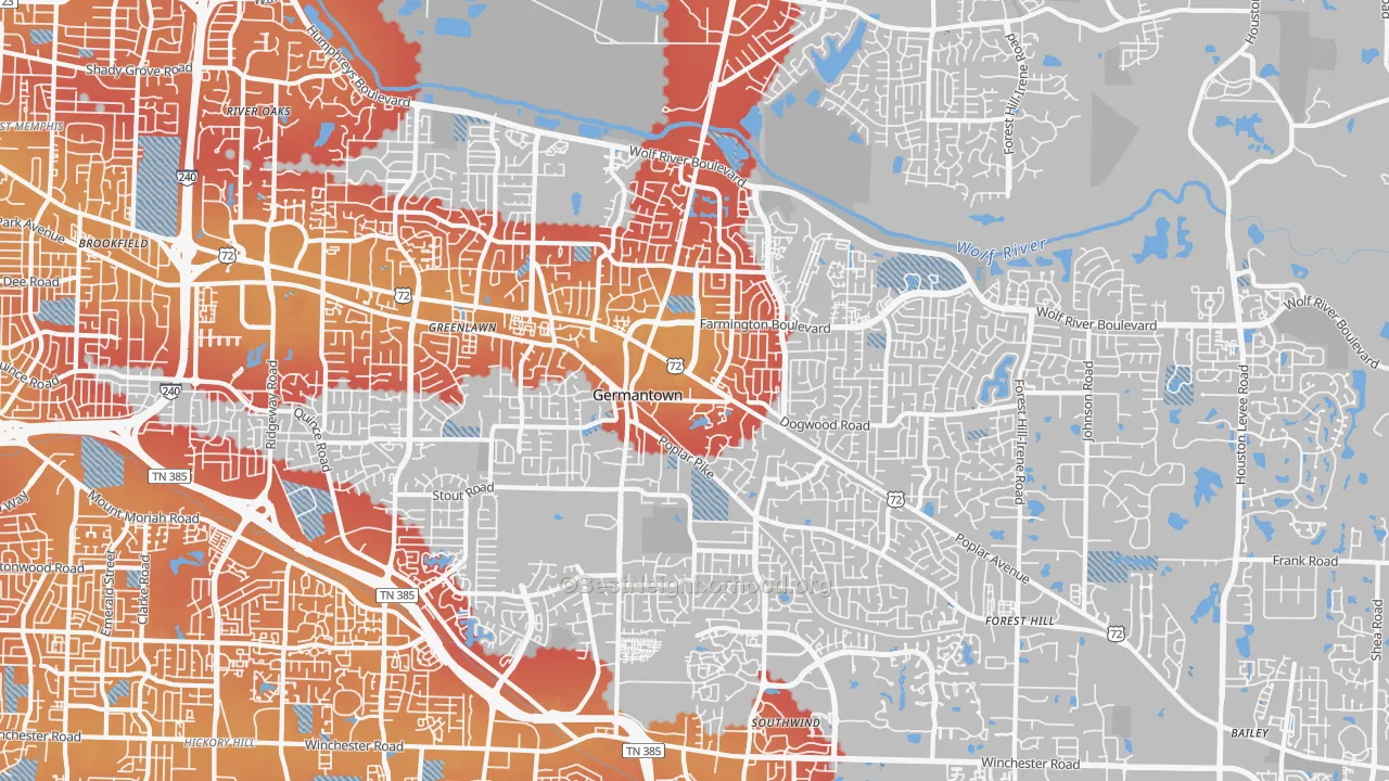 Transit Grade map of 38138, TN