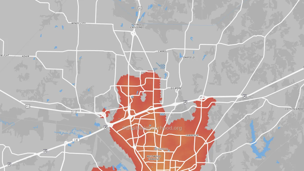 Transit Grade map of 38305, TN