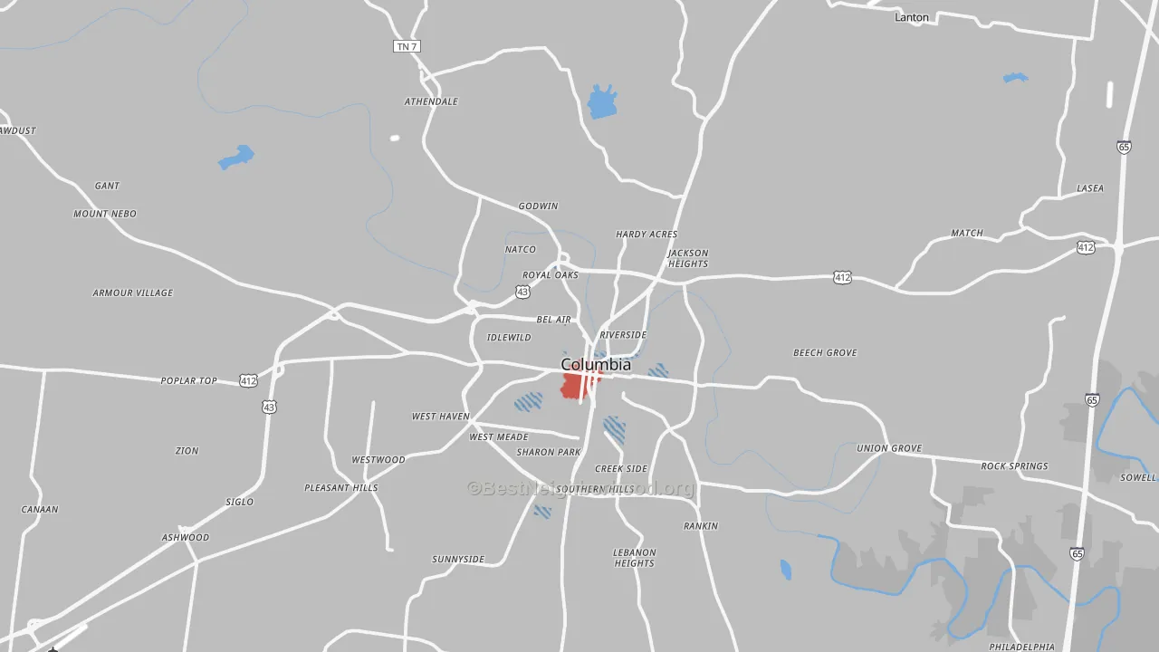 Transit Grade map of 38401, TN