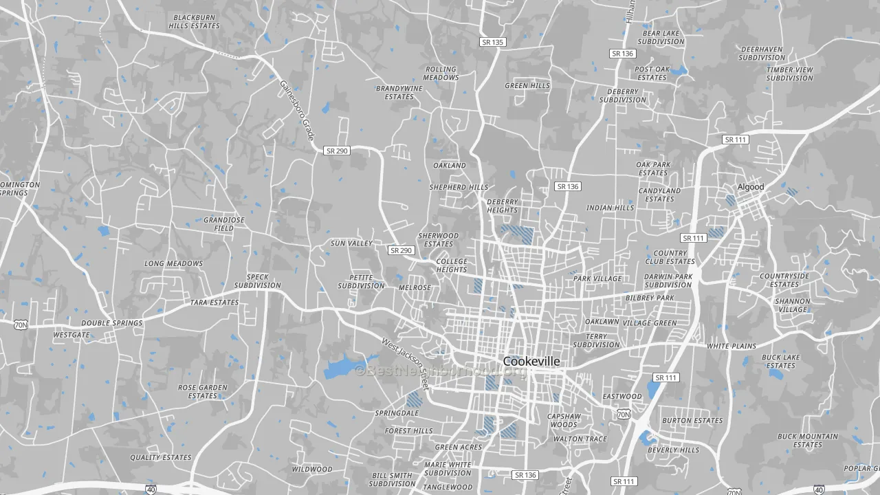 Transit Grade map of 38501, TN