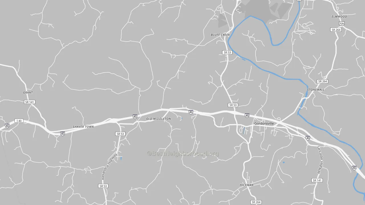 Transit Grade map of 38563, TN