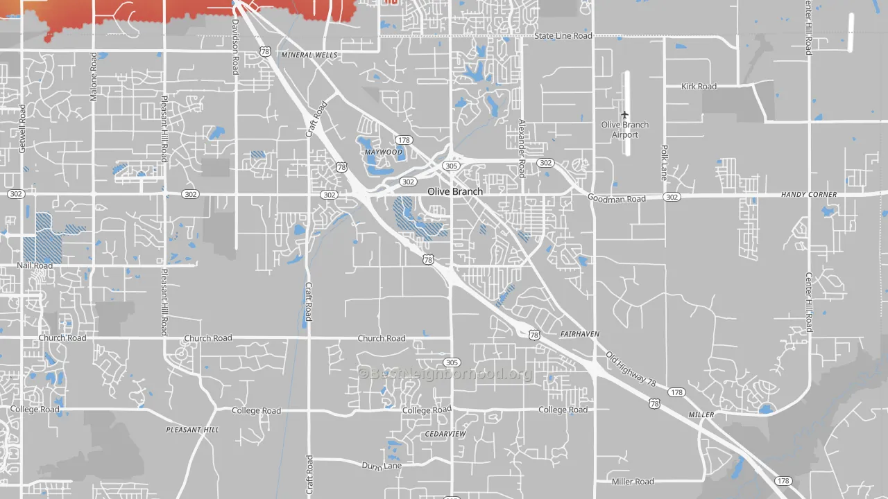 Transit Grade map of 38654, MS