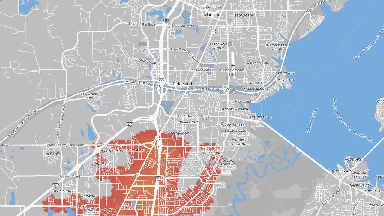 Transit Grade map of 39157, MS