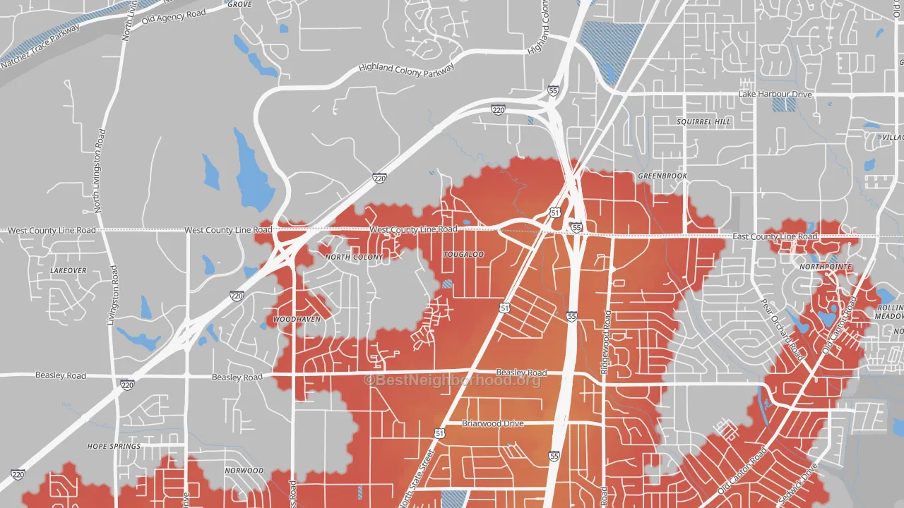 Transit Grade map of 39174, MS