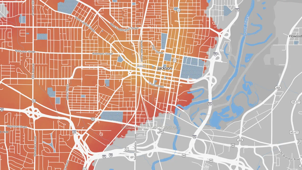 Transit Grade map of 39201, MS