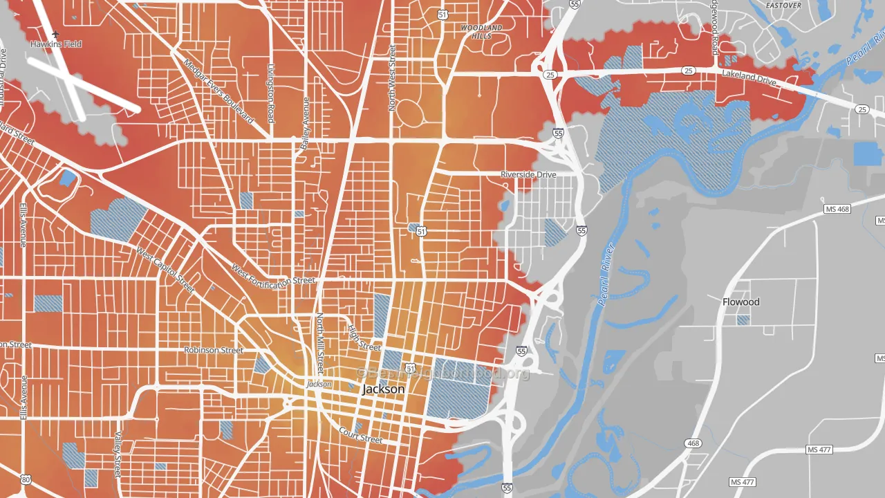Transit Grade map of 39202, MS