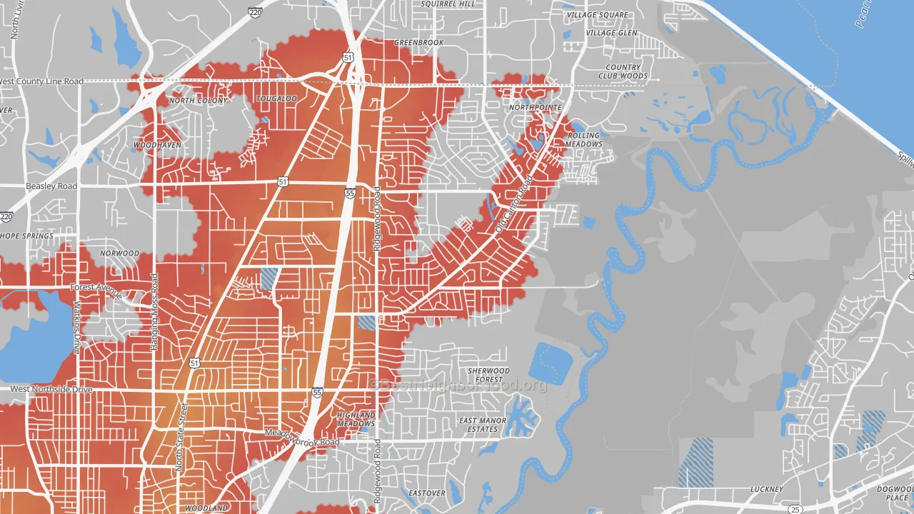 Transit Grade map of 39211, MS
